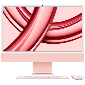 Apple iMac ALL-IN-ONE M3 8-core CPU 8-core GPU 256GB SSD 8GB 24" (4480x2520) RETINA MacOS Sonoma 14 PINK Wireless Keyboard & Mouse