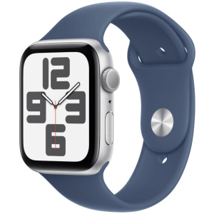 Apple Watch SE (2nd Gen) 44mm Silver Aluminum Case with Denim Sport Band - M/L
