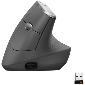 Logitech - Lift Vertical Wireless Optical Ergonomic Mouse with 4 Customizable Buttons - Wireless - Graphite