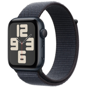 Apple Watch SE (2nd Gen) 44mm Silver Aluminum Case with Ink Sport Loop - Midnight